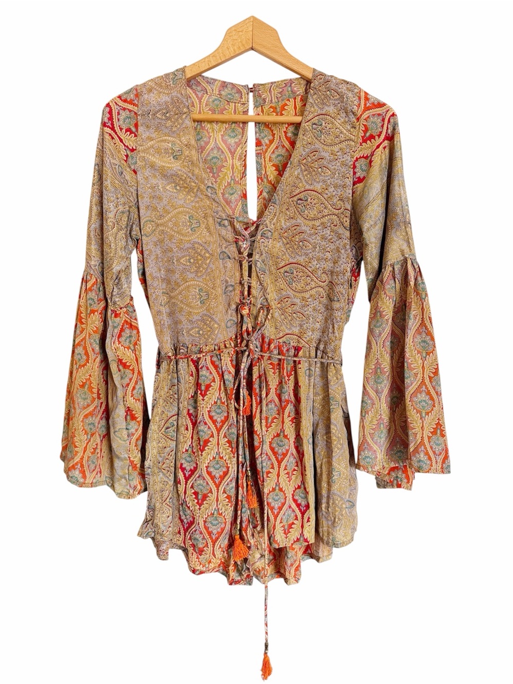 Karma Highway Boho Mixed Print Paisley Medallion Kimono Romper One Size
